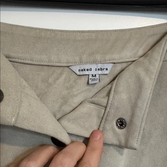 Button-Front greyish Crean Tan Velvet Skirt - Picture 2 of 10